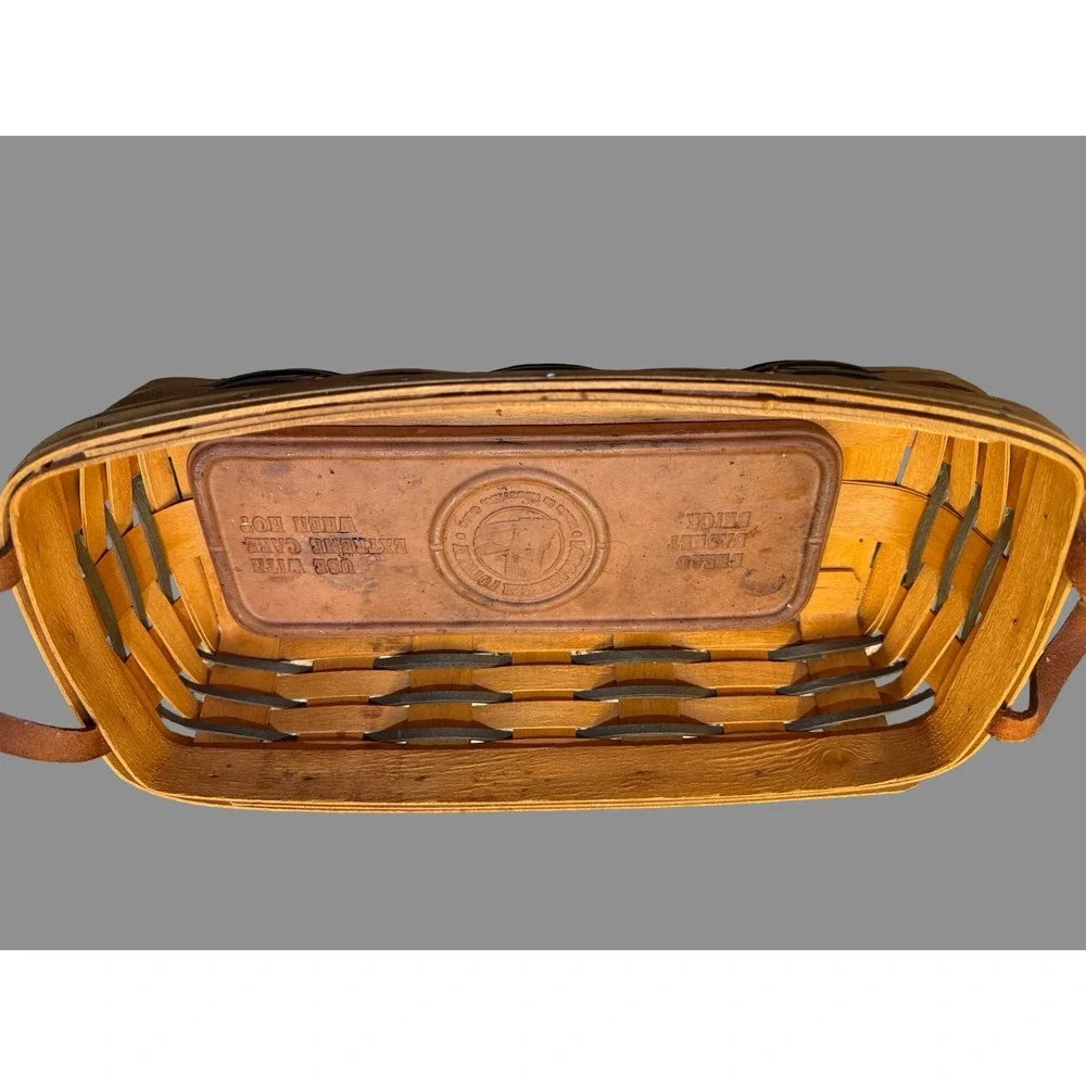 Longaberger Bread Basket w/ Liner & Stone |‎ Handwoven Dresden OH | 1997